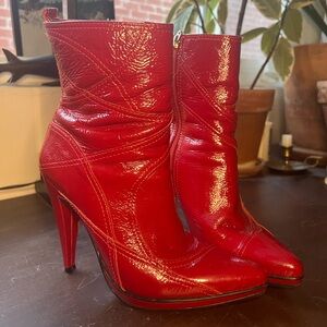 Carlos Red Leather Midi Boot
